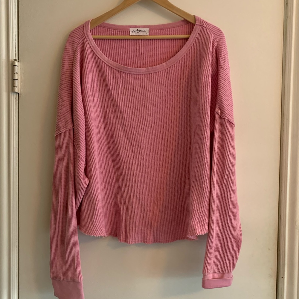 Carly Jean Los Angeles Ribbed Pink Sweatshirt